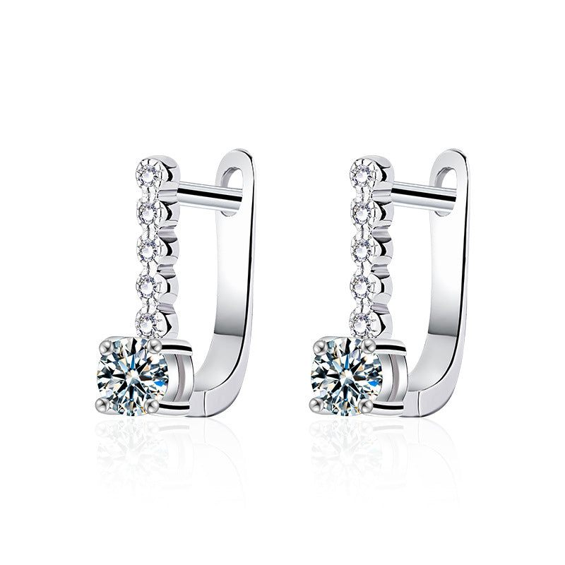 Classic U-Shaped Moissanite Earrings — 925 Sterling Silver