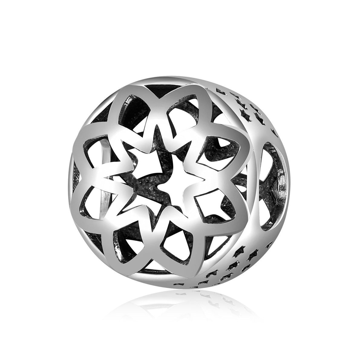 S925 Sterling Silver Hollow Star Flower Pendant