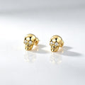 S925 Sterling Silver Halloween Skull Stud Earrings with Micro-set Zirconia
