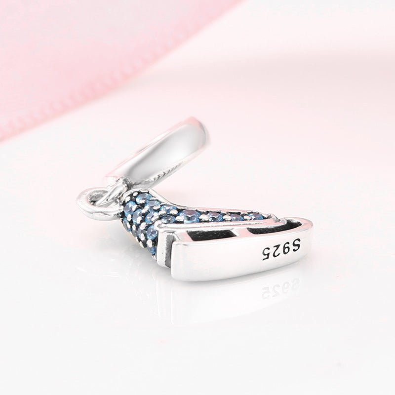 S925 Sterling Silver Skates Pendant Blue Zircon Pendant