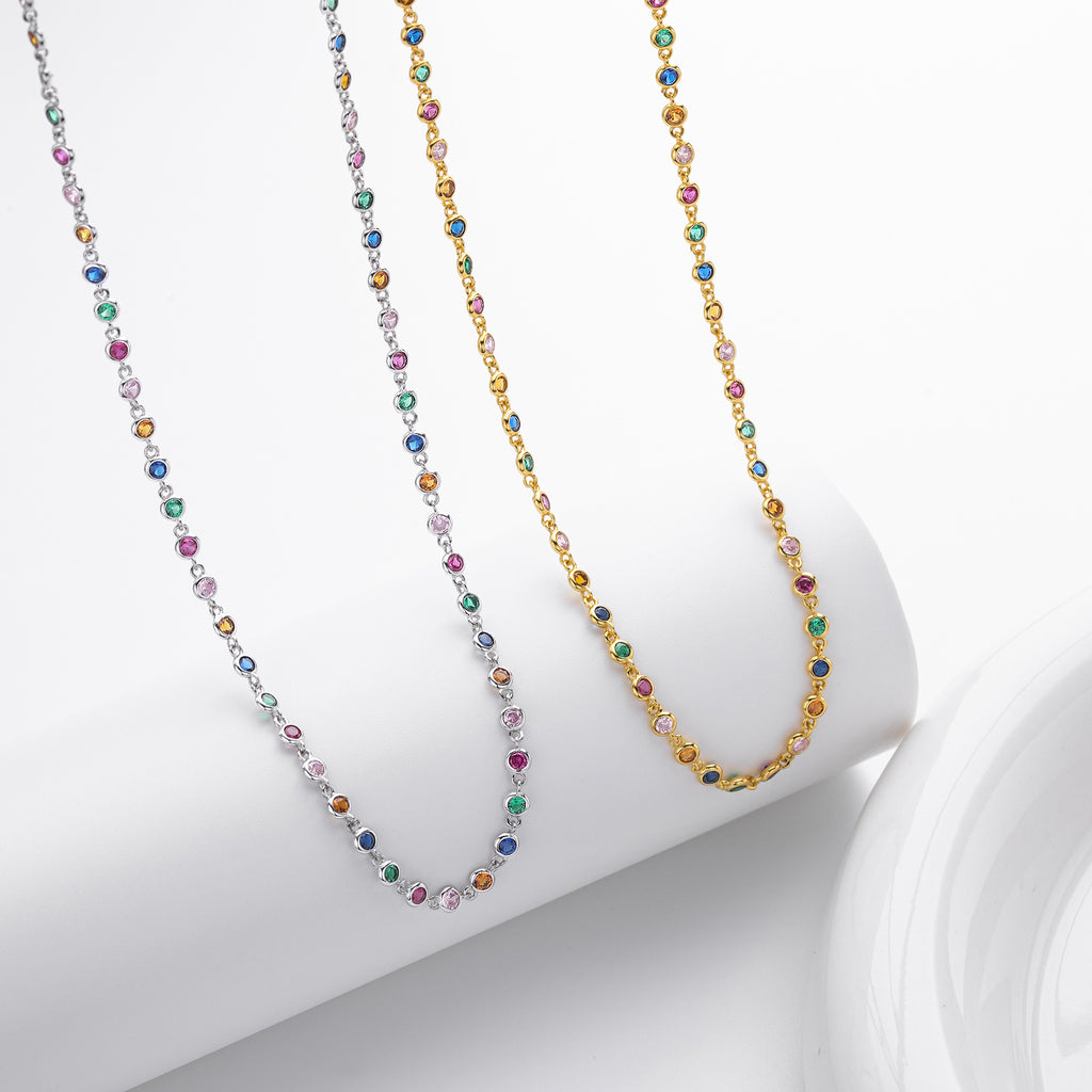 Dopamine Colored Zirconium Necklace in 925 Sterling Silver