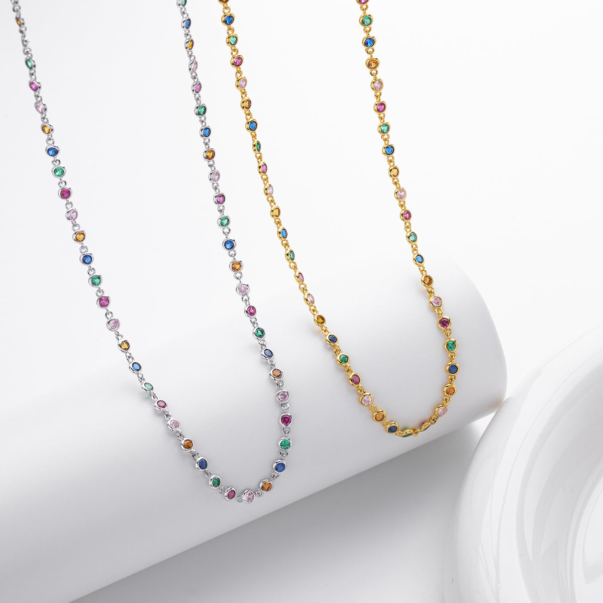 Dopamine Colored Zirconium Necklace in 925 Sterling Silver