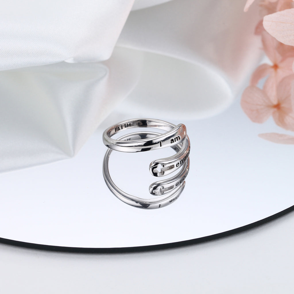 S925 Sterling Silver Openwork Cross Ring