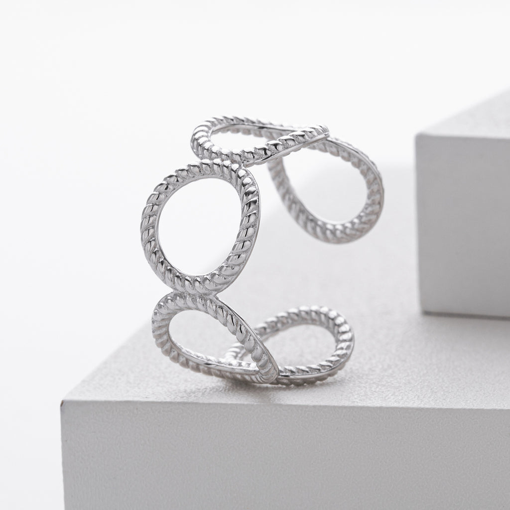 Stylish and unique braided band ring in S925 sterling silver