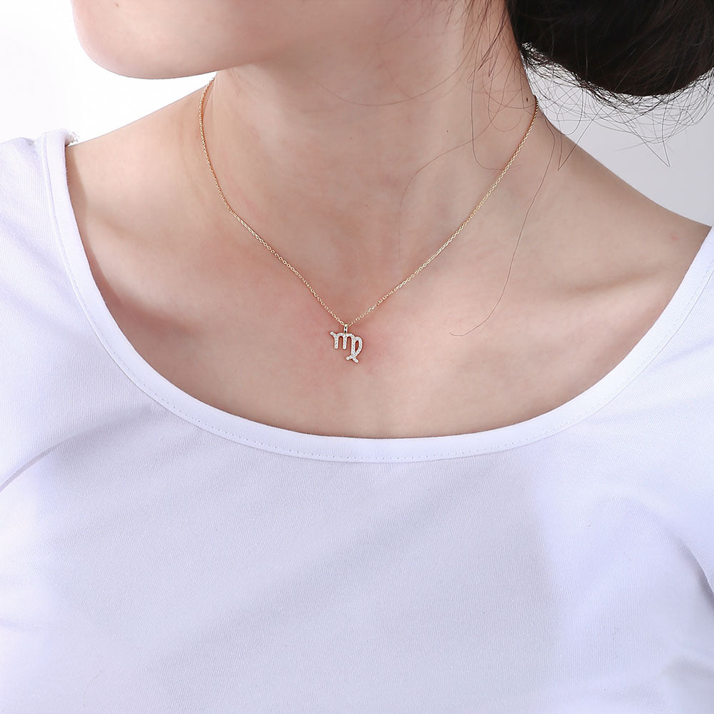 S925 Silver Zircon Inlaid Twelve Constellation Pendant Necklace