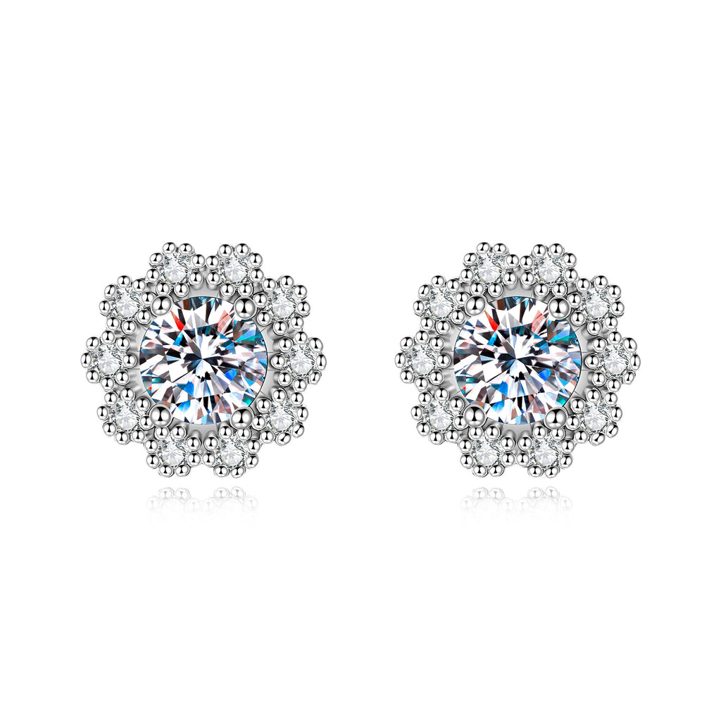 S925 Silver Moissanite Snowflake Stud Earrings