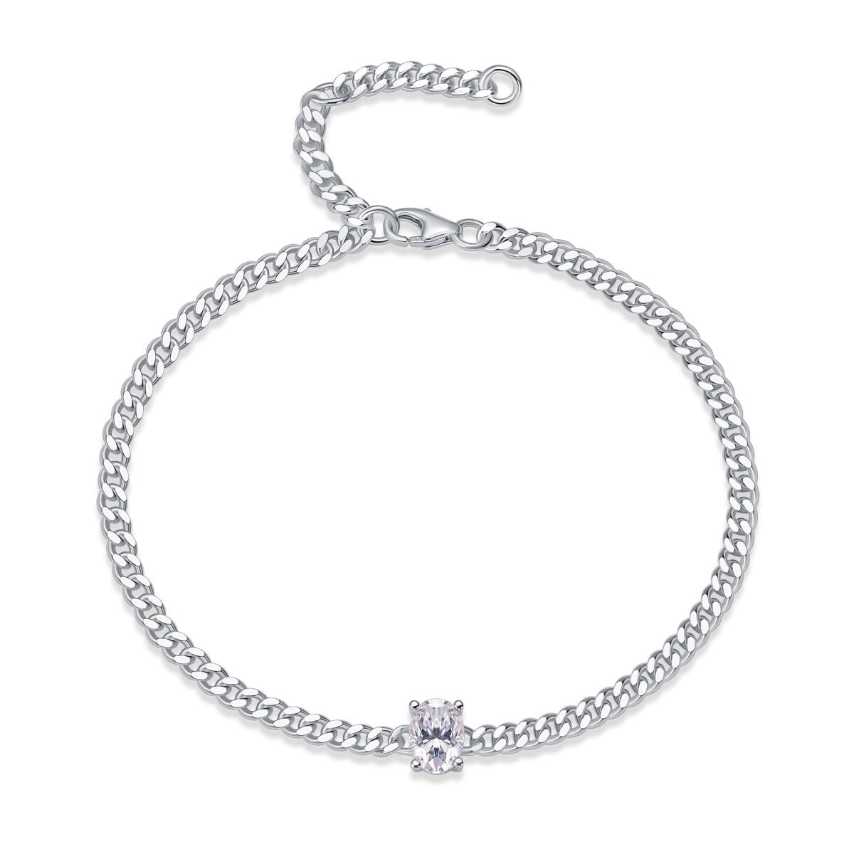 925 Silver Moissanite Cuban Link Bracelet