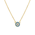 S925 Sterling Silver Devil's Eye Round Blue White Zircon Inlaid Necklace