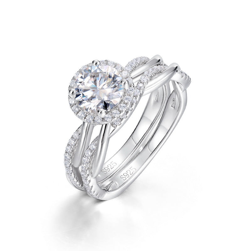 S925 Sterling Silver Radiant Moissanite Twisted Stackable Ring
