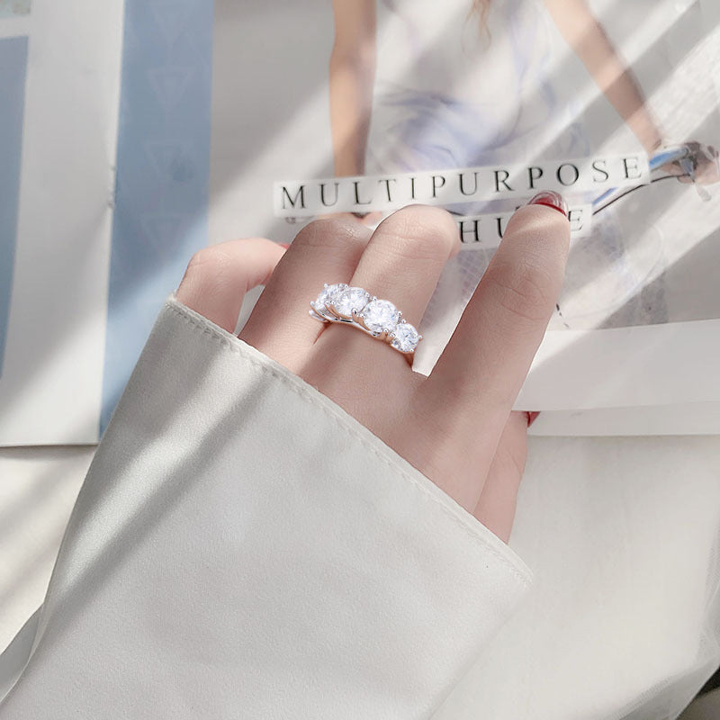 S925 Sterling Silver Five Stone Moissanite Ring