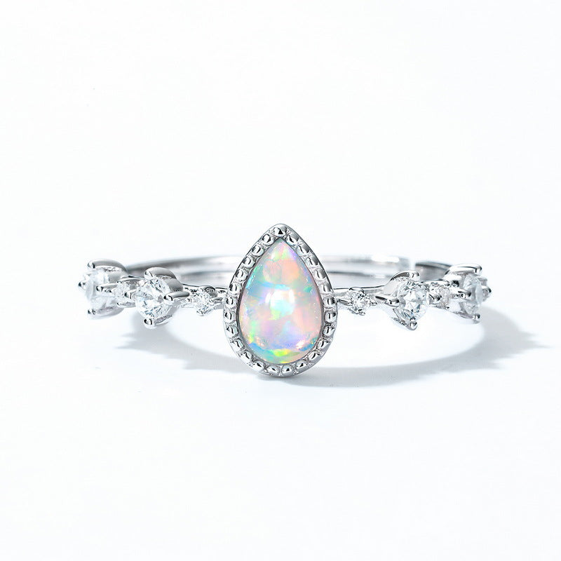 S925 Sterling Silver Synthetic Opal Ring