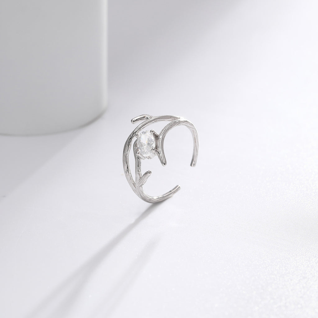 S925 Sterling Silver Ring, Korean Fashion Trendsetter, Exquisite Stone Setting, Adjustable Opening