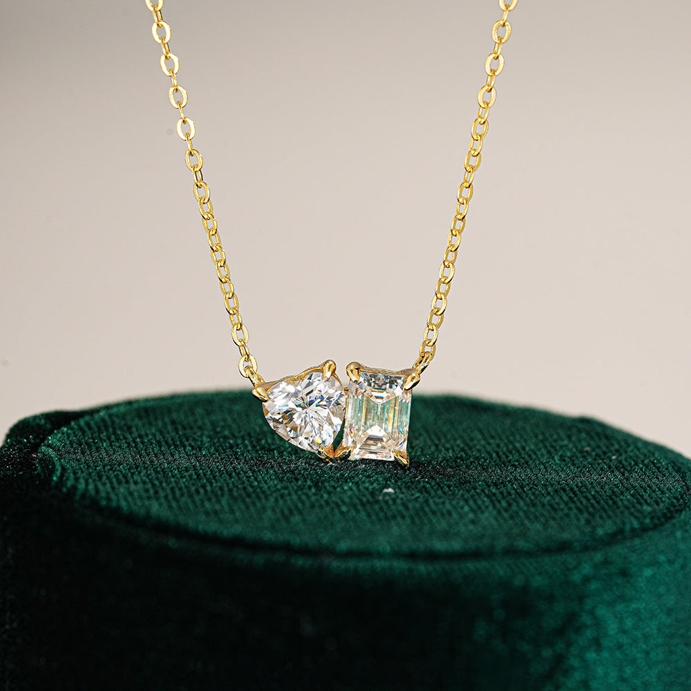 Toi et Moi Moissanite Necklace in 925 Sterling Silver