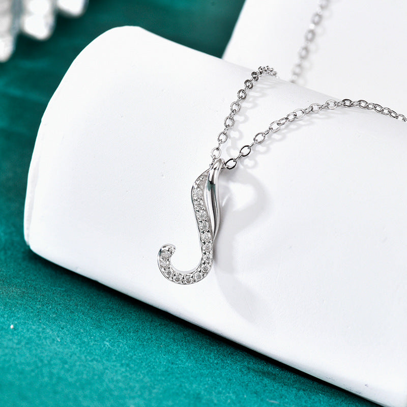 S925 Sterling Silver Moissanite Hook Pendant Necklace