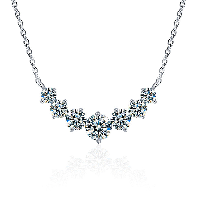 925 Sterling Silver Seven Moissanite Necklace