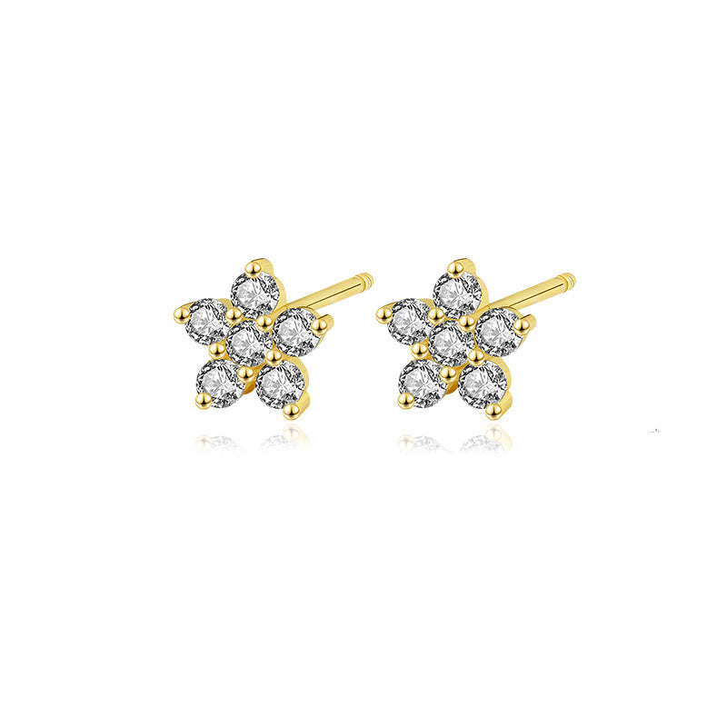 S925 Sterling Silver Flower Stud Earrings