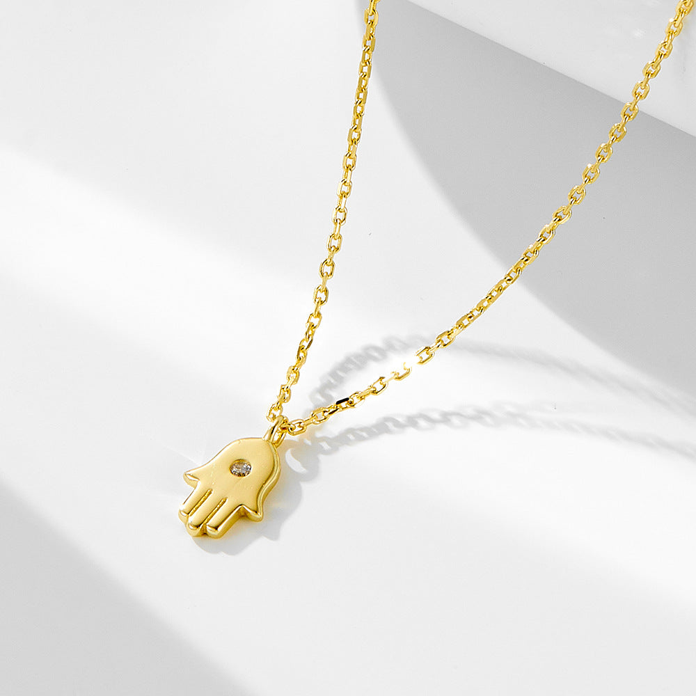 S925 Sterling Silver Creative Evil Palm Zircon Inlaid Necklace
