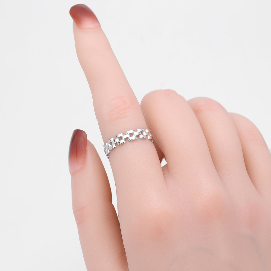 European and American retro S925 sterling silver chain ring, versatile, trendy, fashionable hip-hop style watch strap ring