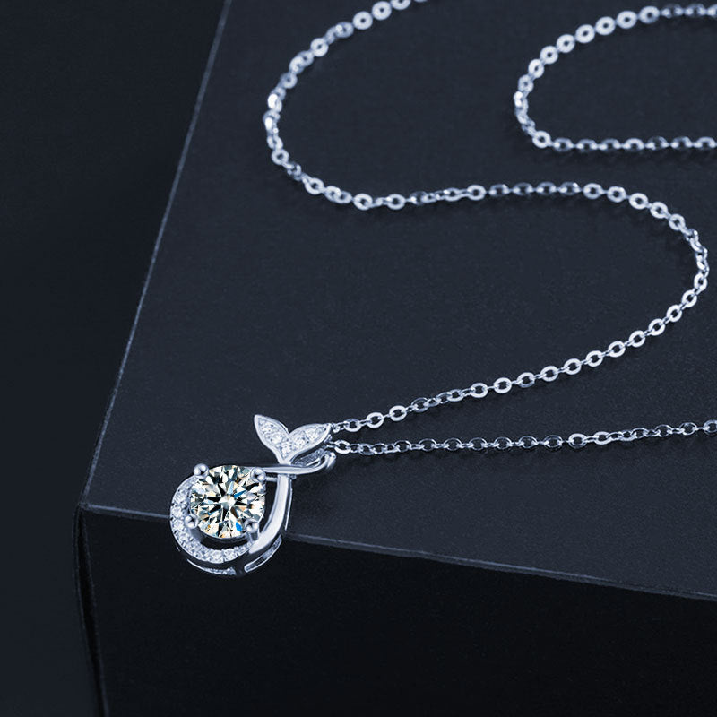 S925 Sterling Silver Moissanite Fishtail Necklace