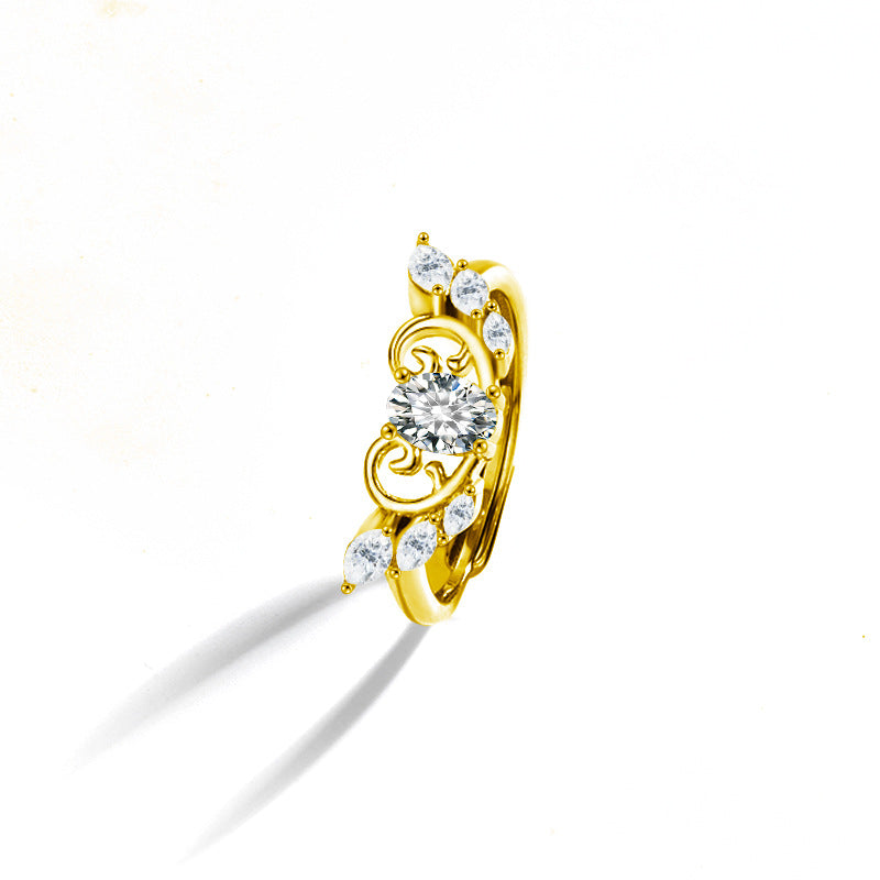 S925 Sterling Silver “Angel Wings” Moissanite Couple Ring