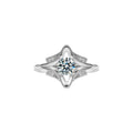 S925 Sterling Silver Four-Pointed Star Moissanite Ring