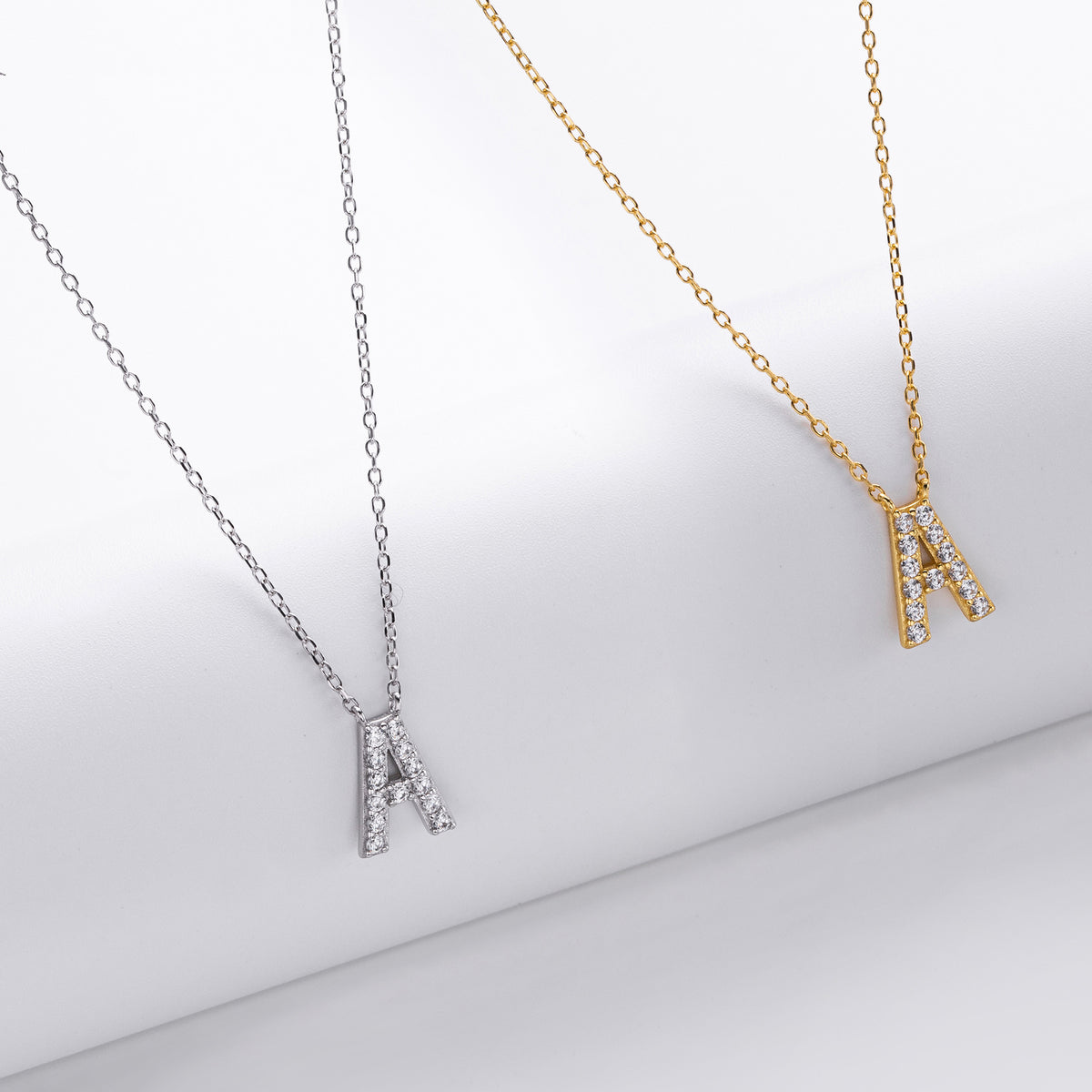 S925 Sterling Silver Simple Diamond Necklace with English Letters