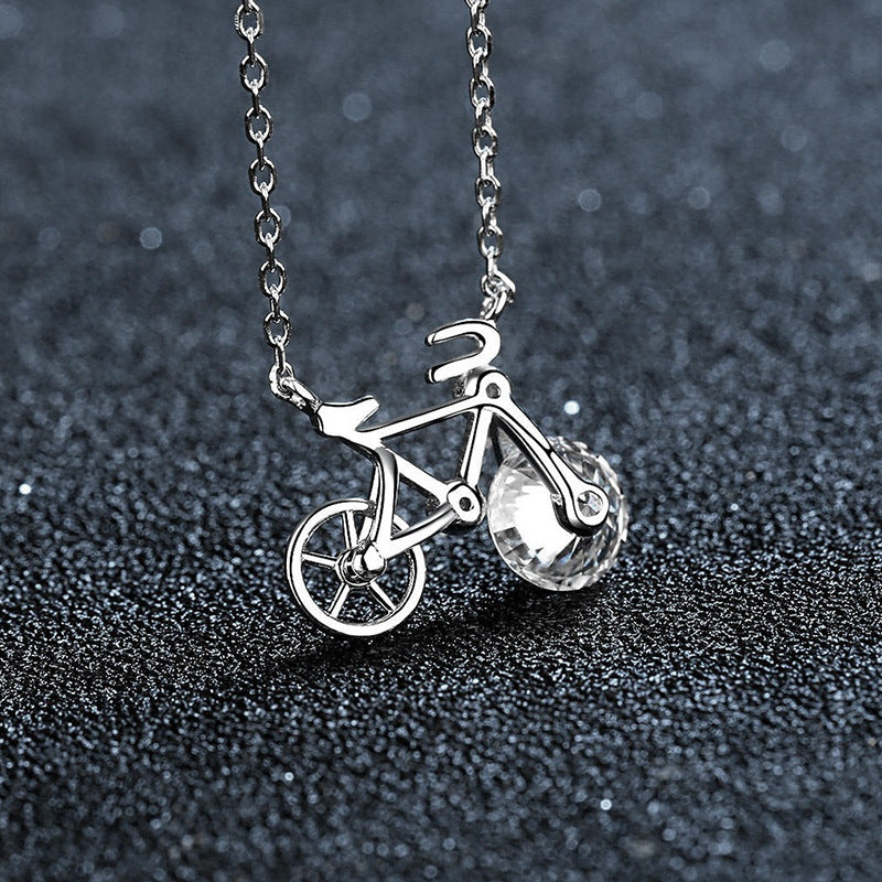 S925 Sterling Silver Moissanite Bicycle Necklace