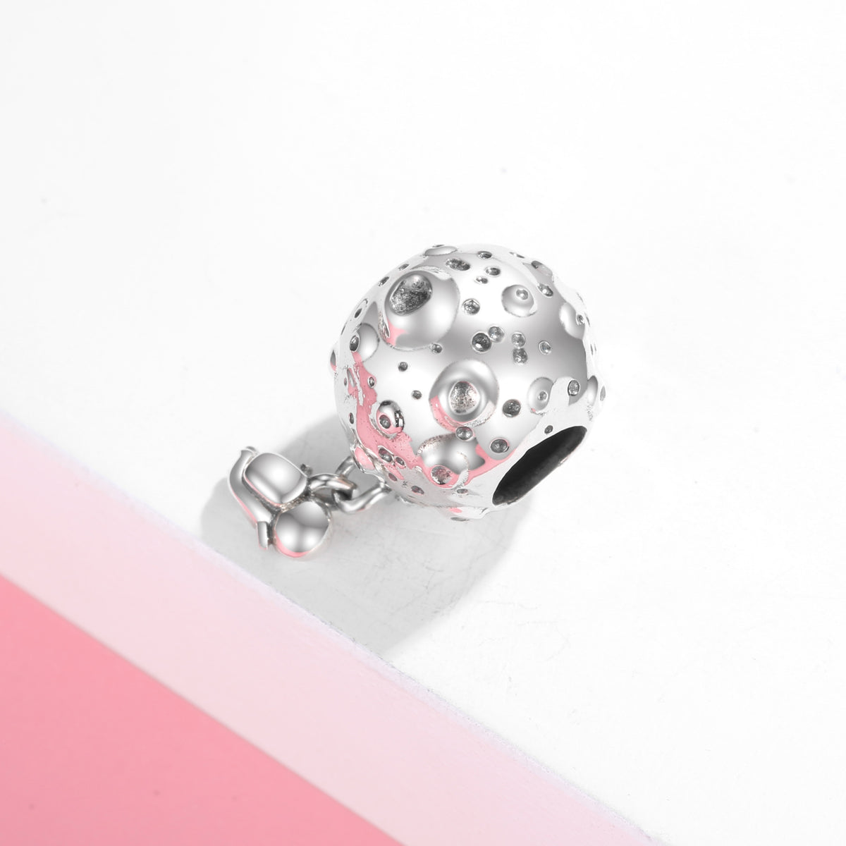 S925 Sterling Silver Moon Astronaut Bead Pendant