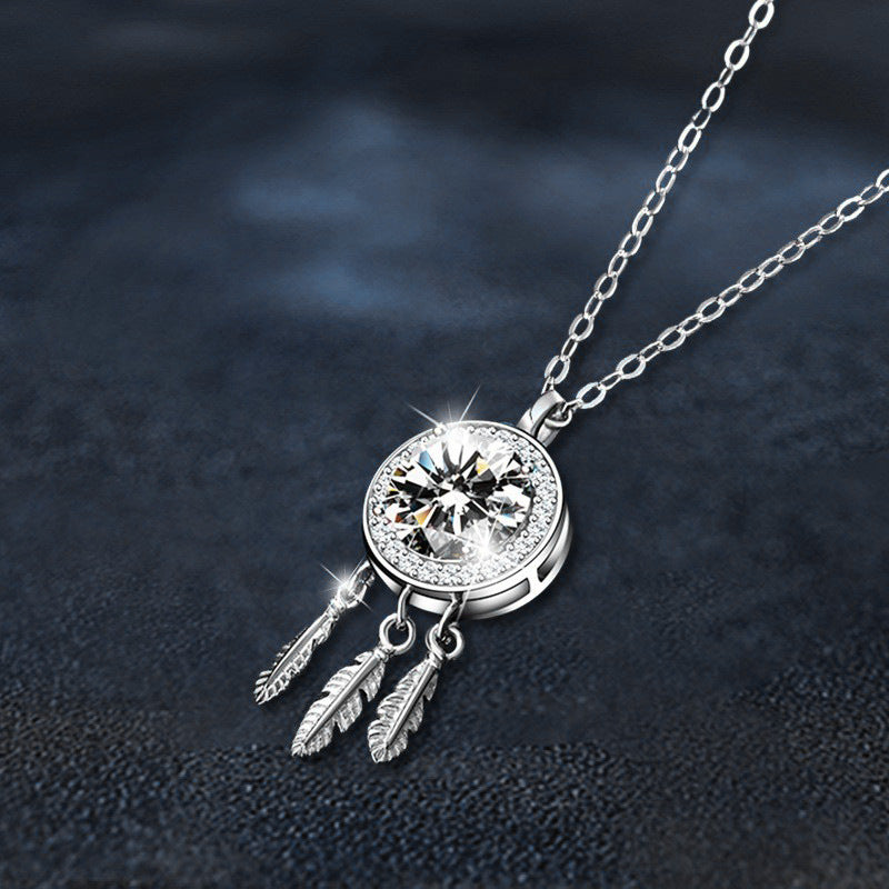S925 Sterling Silver Moissanite Dreamcatcher Necklace