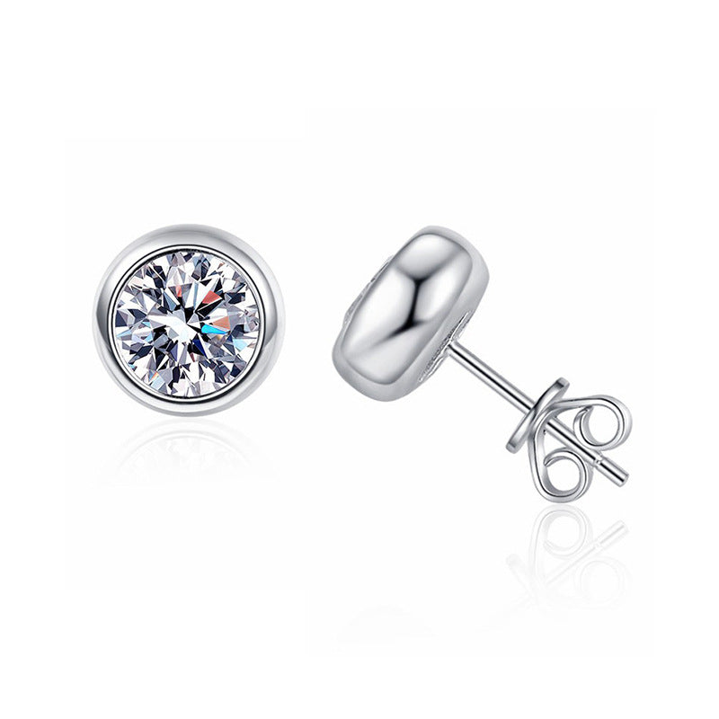 S925 Sterling Silver Moissanite Classic Round Stud Earrings