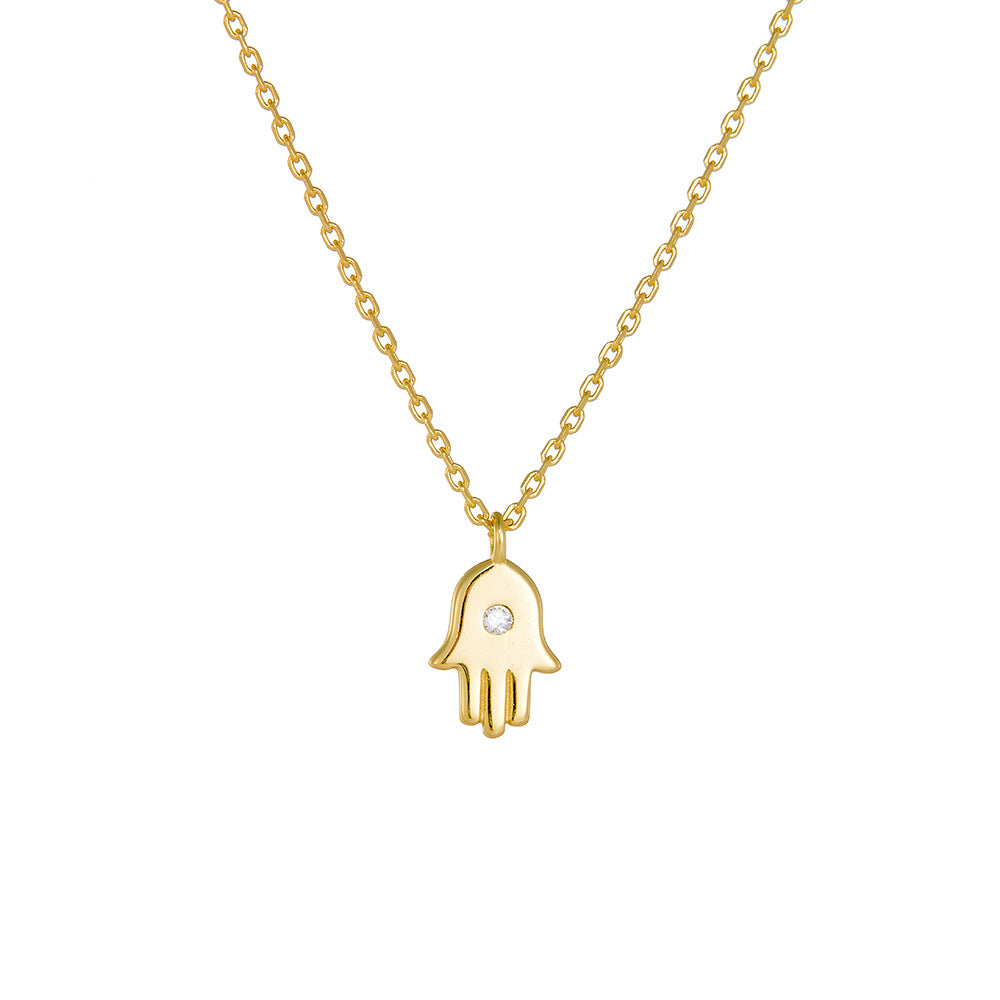 S925 Sterling Silver Creative Evil Palm Zircon Inlaid Necklace
