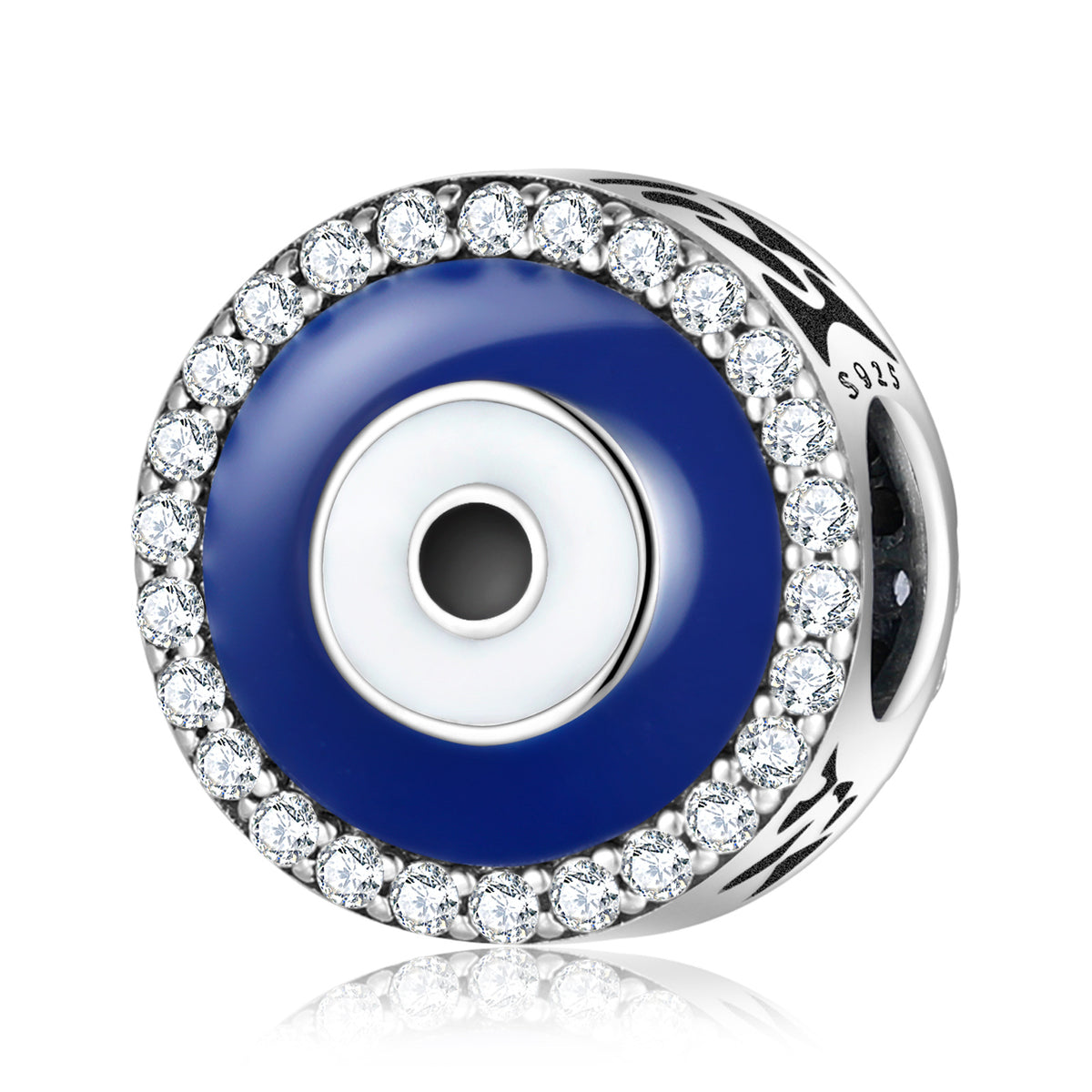 S925 Silver Blue Eye Beads Devil's Eye Zircon Trim Beaded Pendant