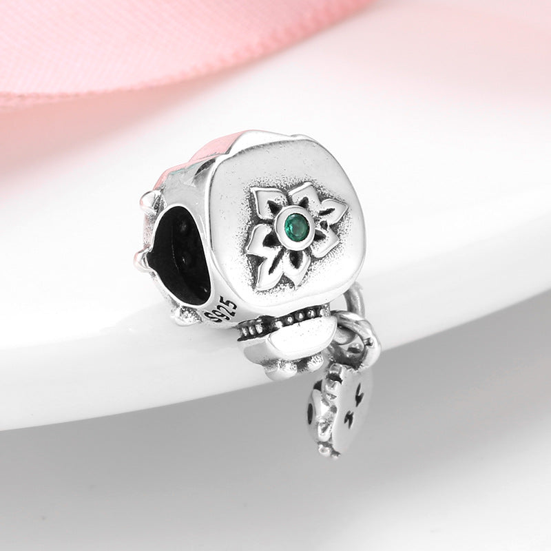 S925 Sterling Silver Seven Spot Ladybird Zircon Bead Pendant