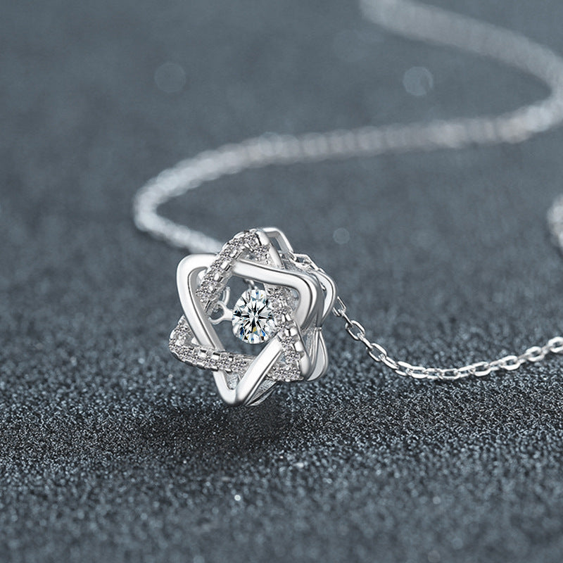 S925 Sterling Silver Moissanite Hexagram Pendant Necklace