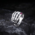 S925 Sterling Silver Halloween Skull Claw Open Ring