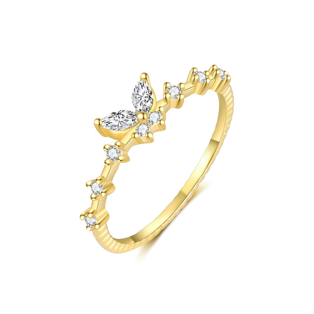 S925 Sterling Silver Open Ring with Sparkling Zirconia
