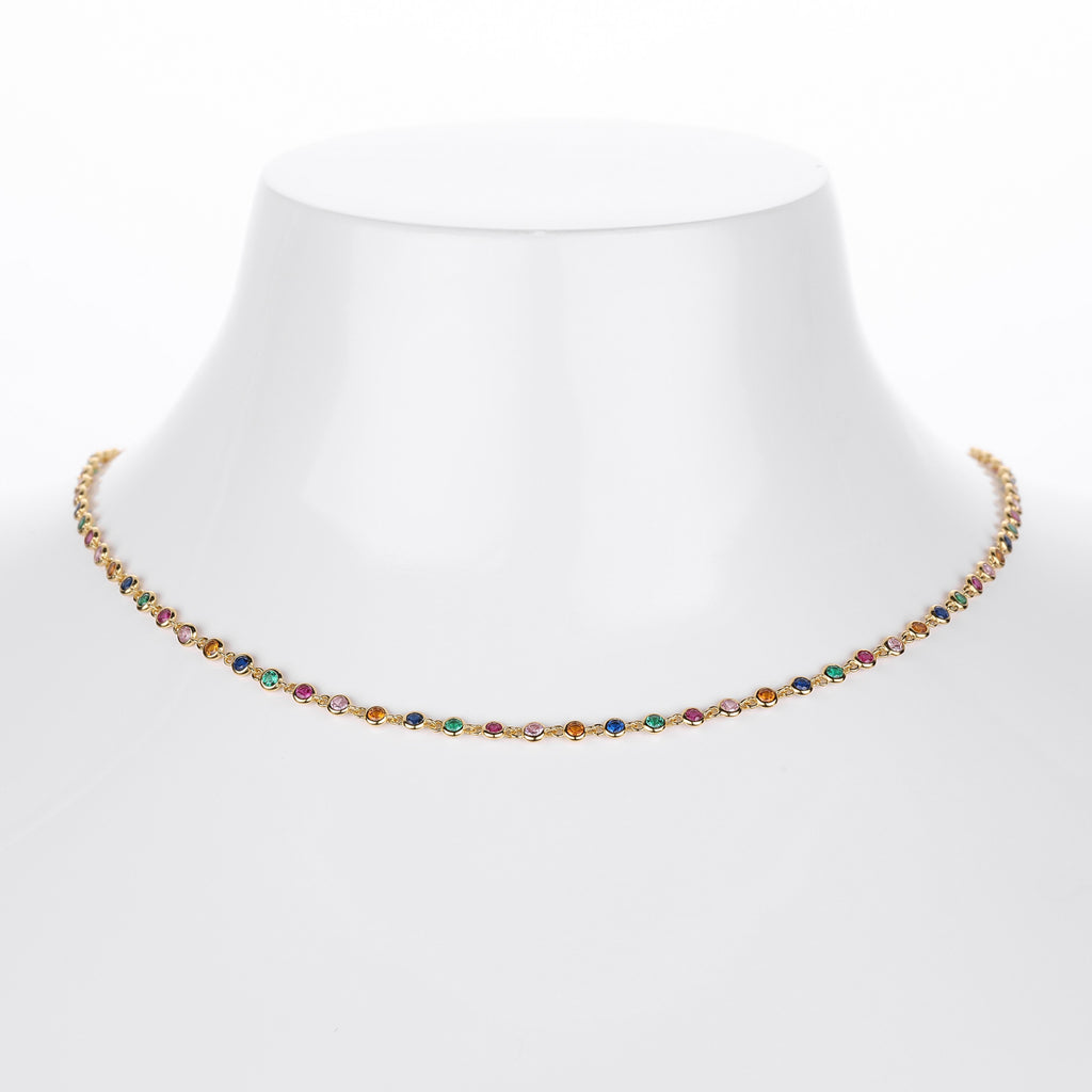 Dopamine Colored Zirconium Necklace in 925 Sterling Silver