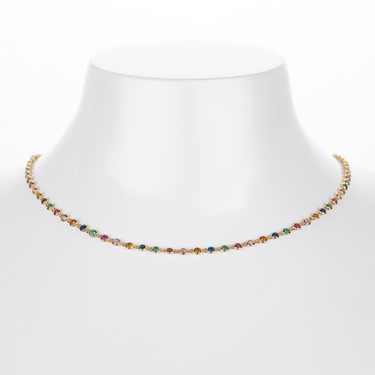 Dopamine Colored Zirconium Necklace in 925 Sterling Silver