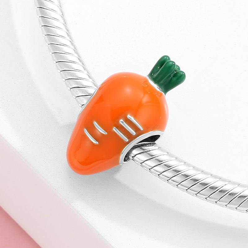 S925 Sterling Silver Cute Carrot Bead Pendant