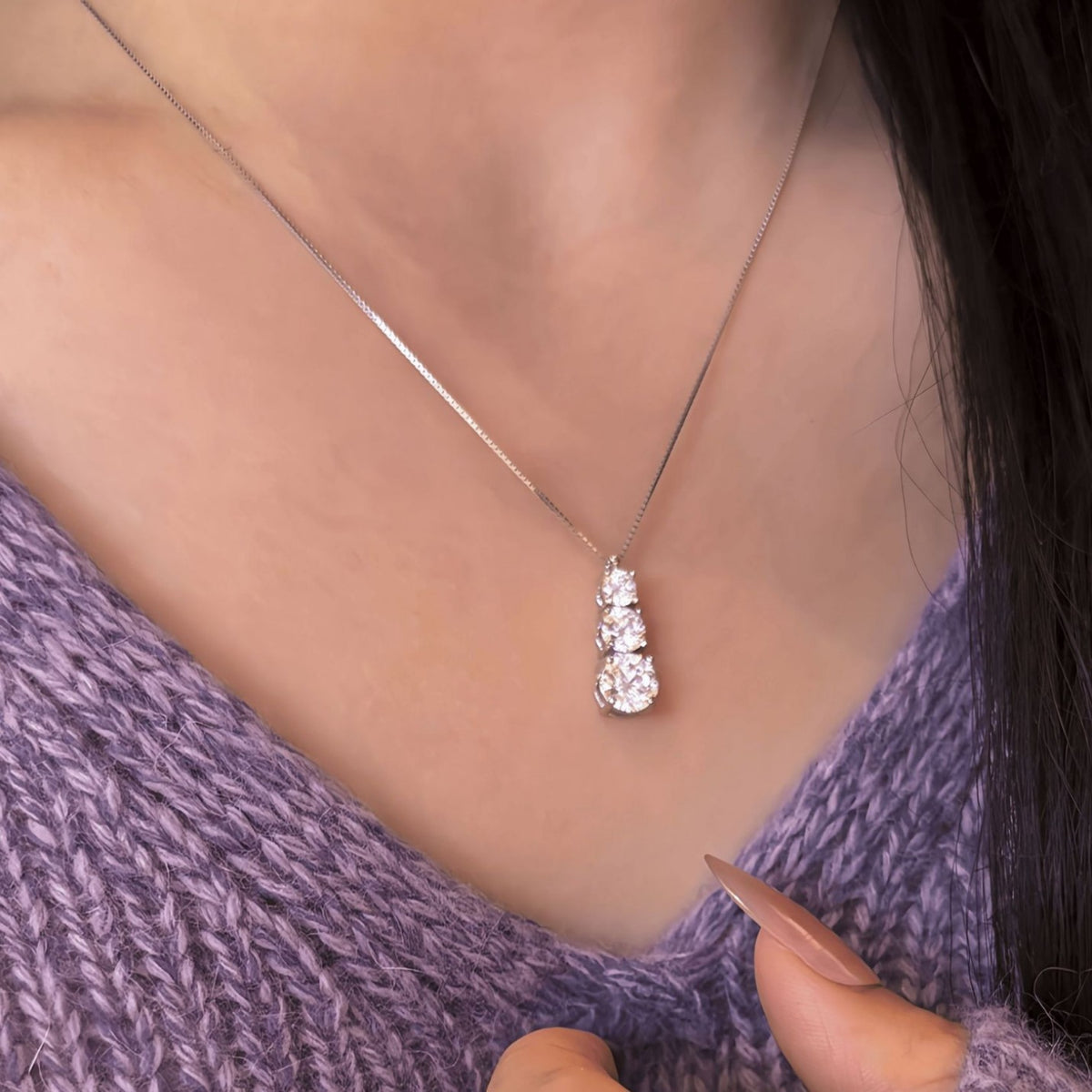 S925 Sterling Silver "Three Lives, Three Worlds" Moissanite Necklace