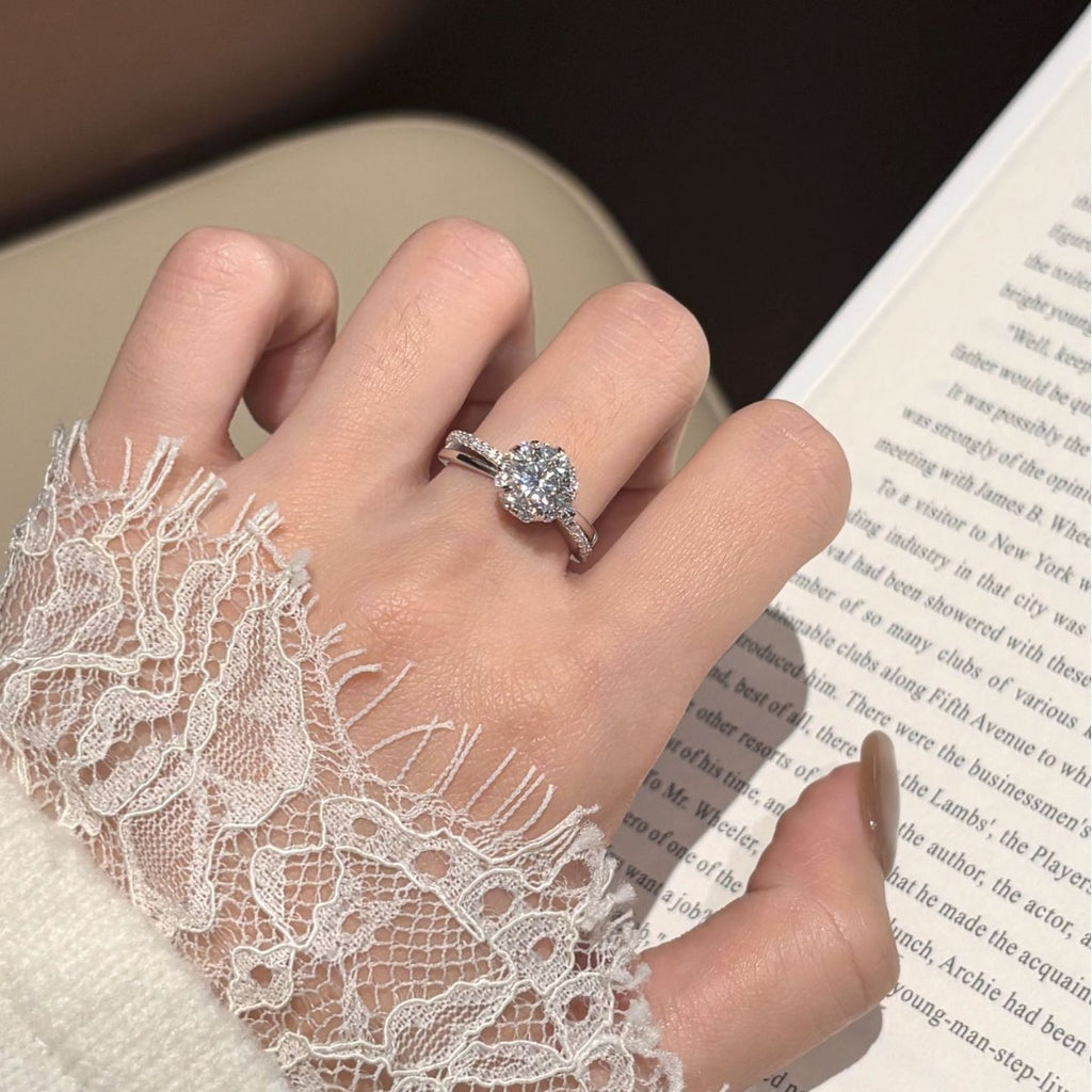 S925 Sterling Silver Moissanite Diamond Ring