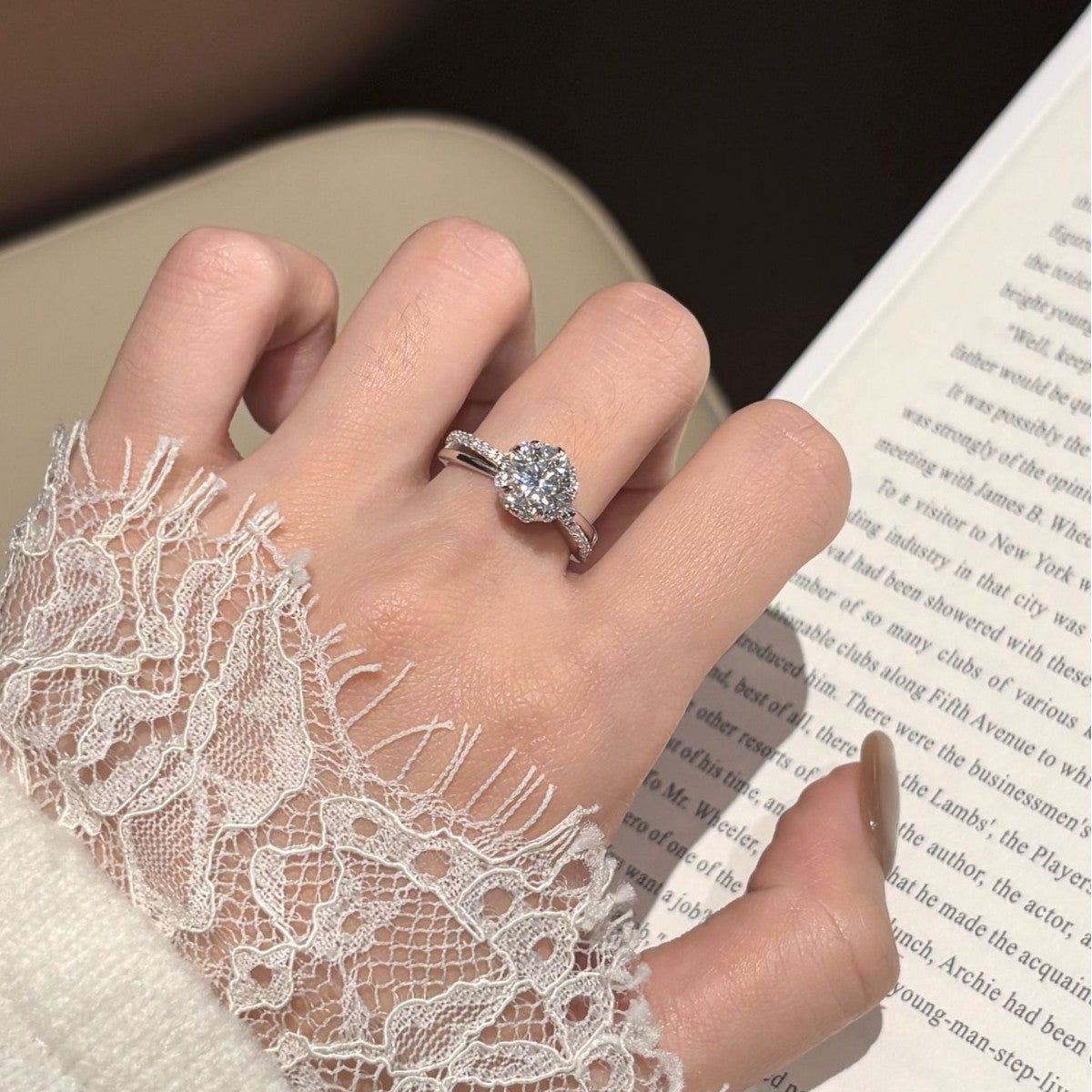 S925 Sterling Silver Moissanite Diamond Ring