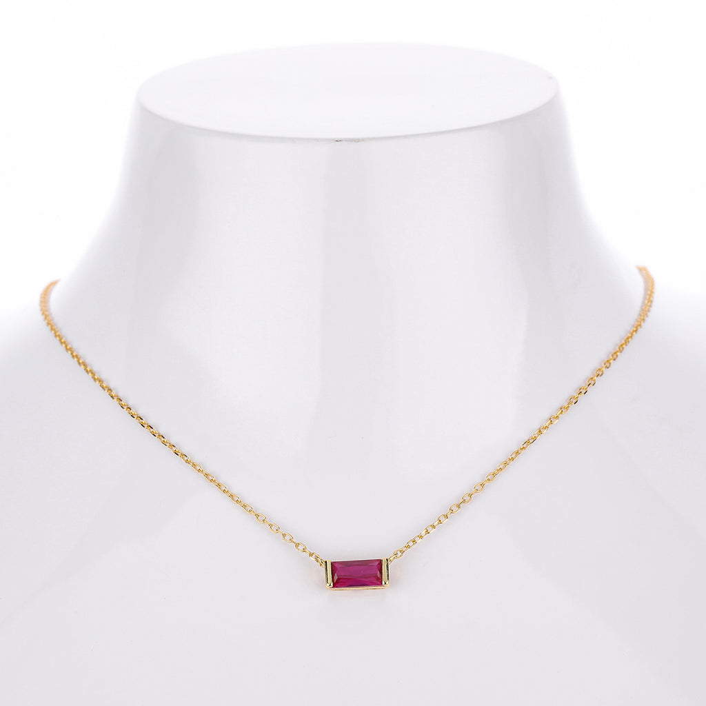 Rectangular colored zircon s925 sterling silver December birthstone collar necklace