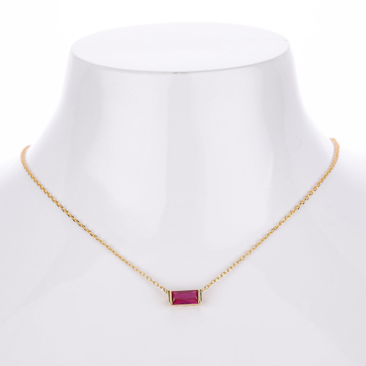 Rectangular colored zircon s925 sterling silver December birthstone collar necklace