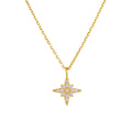 S925 Sterling Silver Full Zircon Inlaid Eight Awn Star Necklace