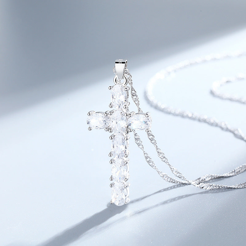 S925 Sterling Silver Halloween Cross Necklace
