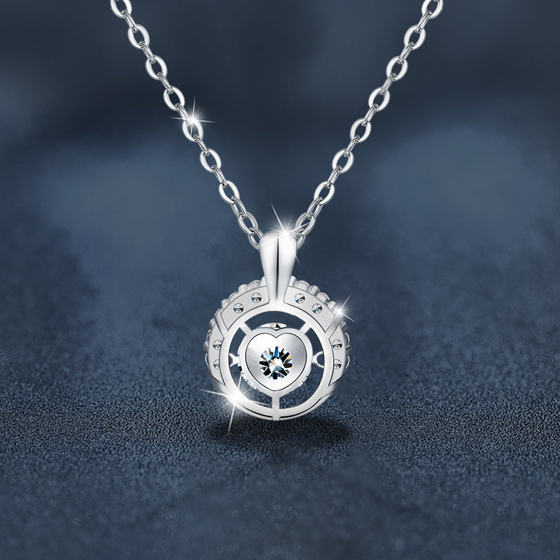 S925 Sterling Silver Moissanite Round Pendant Necklace