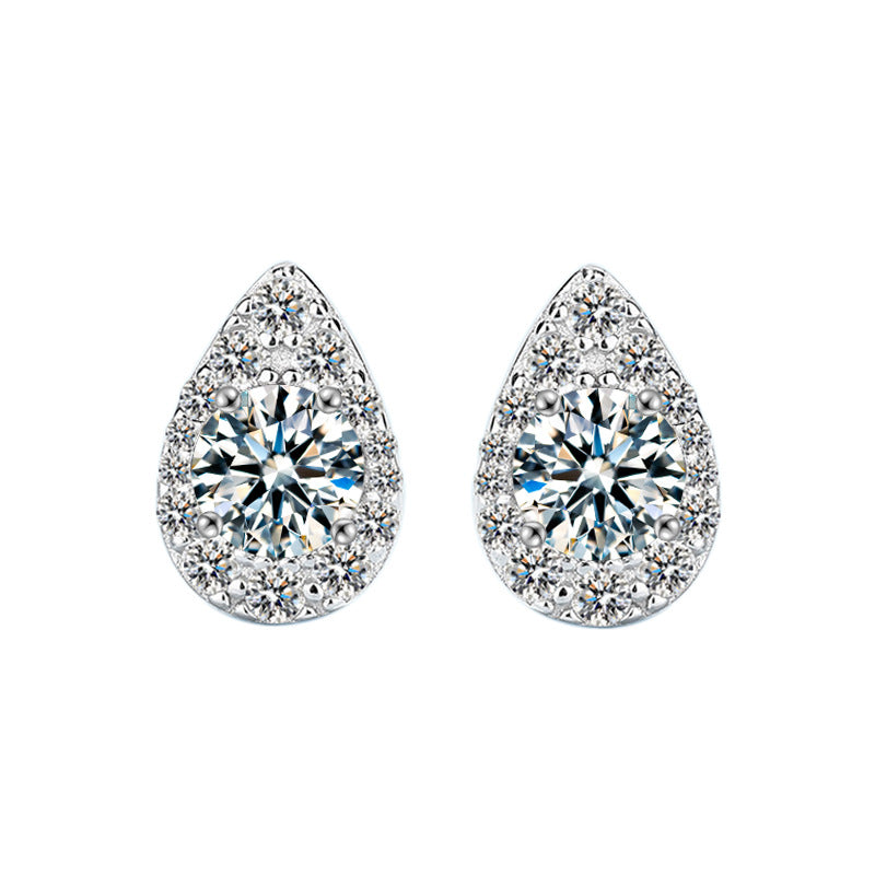 925 Sterling Silver Teardrop Moissanite Stud Earrings