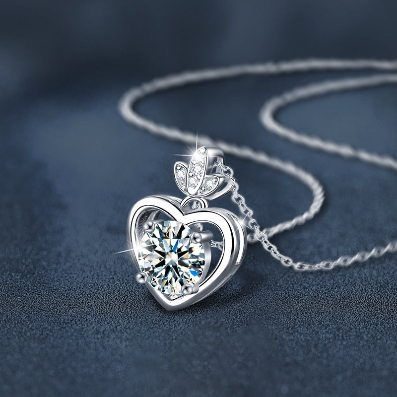 S925 Sterling Silver Moissanite Four-Claw Pendant Necklace