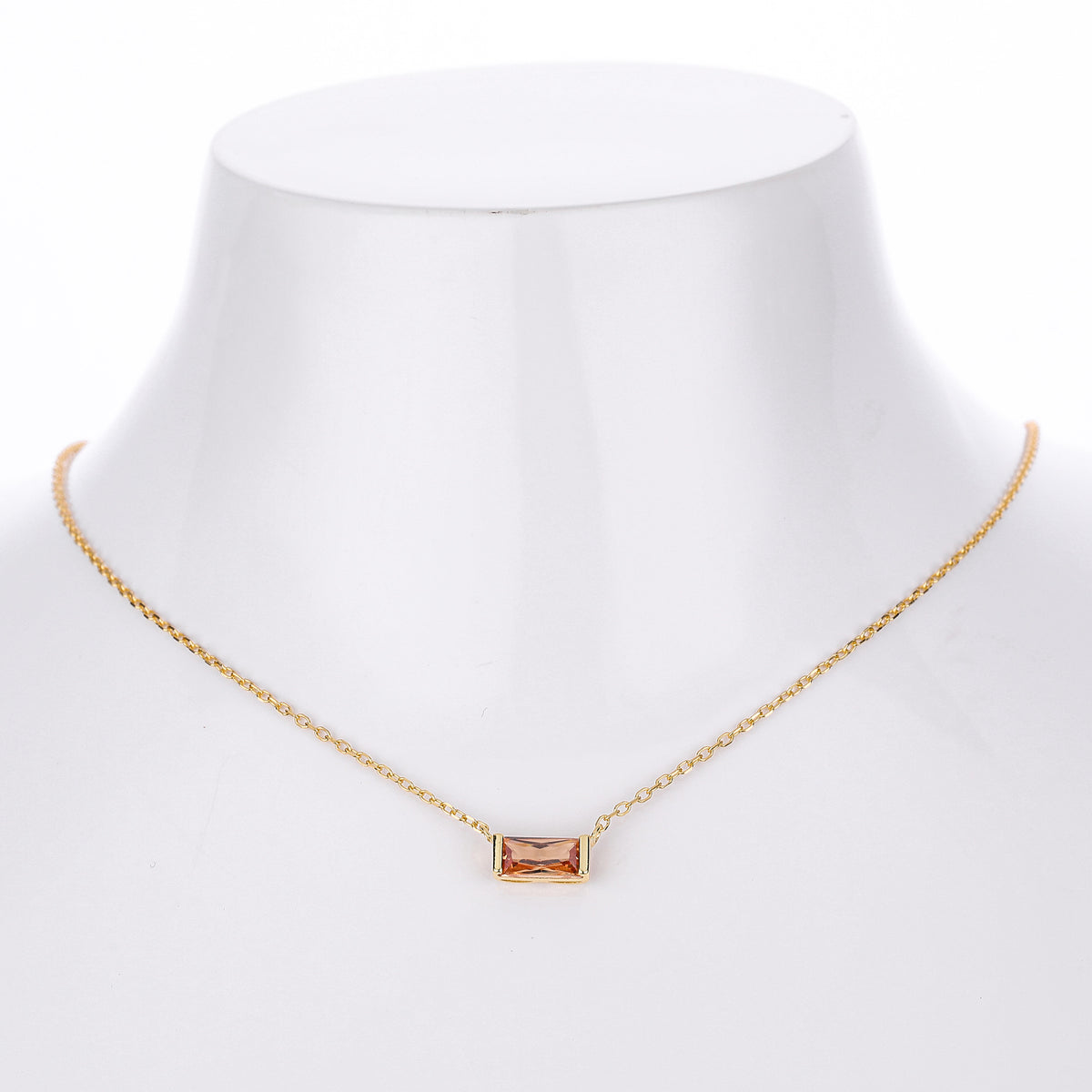 Rectangular colored zircon s925 sterling silver December birthstone collar necklace